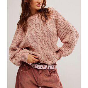 FREE PEOPLE Frankie Cable Sweater / Misty Rose